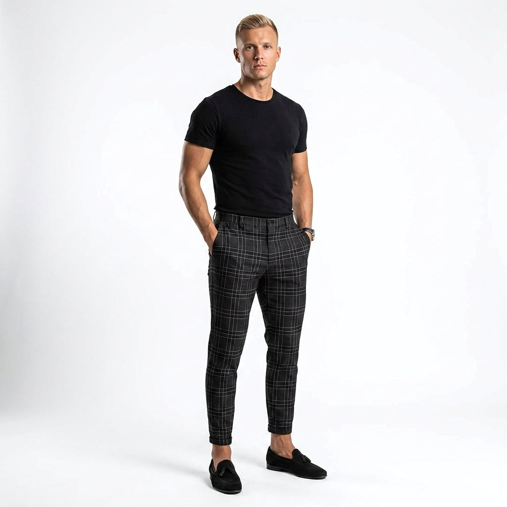 Marek | Herrenhose mit Windowpane-Muster, Elegante Businesshose | Nomad NTS