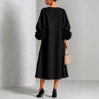 Margarete | Damenmidi-Kleid mit Blüten-Manschetten, A-Linie Midikleid | Nomad NTS
