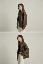 Margaux | Damen Oversized Kunstlederjacke, Vintage-Braun Oberbekleidung | Nomadnts | Nomadnts
