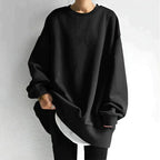 Marianne | Damen Oversized Tunika-Pullover mit Rundhalsausschnitt, Strickware mit fallender Schulter | Nomadnts | Black