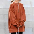 Marianne | Damen Oversized Tunika-Pullover mit Rundhalsausschnitt, Strickware mit fallender Schulter | Nomadnts | Orange