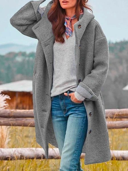 Marlene | Damen Wärmender Kuschel-Mantel, Eleganter Herbst-Mantel | Nomad NTS | Grau