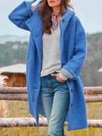 Marlene | Damen Wärmender Kuschel-Mantel, Eleganter Herbst-Mantel | Nomad NTS | Blau