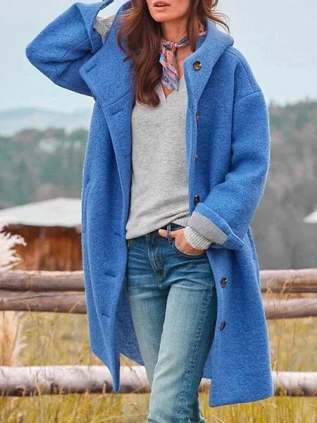 Marlene | Damen Wärmender Kuschel-Mantel, Eleganter Herbst-Mantel | Nomad NTS | Blau