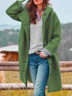 Marlene | Damen Wärmender Kuschel-Mantel, Eleganter Herbst-Mantel | Nomad NTS | Grün