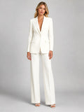 Martha | Damen tailliert geschnittener Blazer mit weit geschnittener Hose, eleganter Anlassanzug | Nomadnts | White