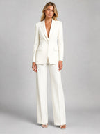 Martha | Damen tailliert geschnittener Blazer mit weit geschnittener Hose, eleganter Anlassanzug | Nomadnts | White