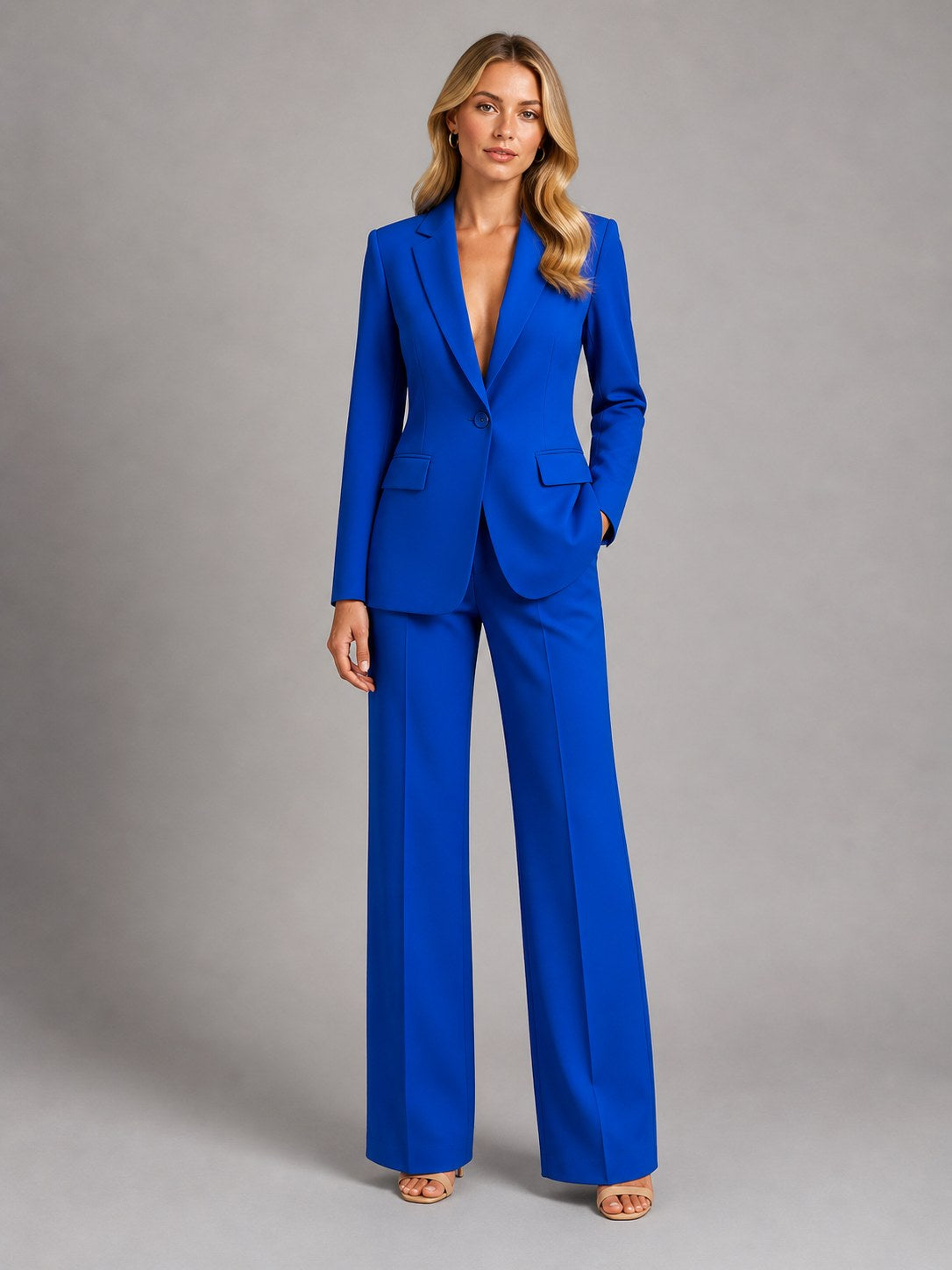 Martha | Damen tailliert geschnittener Blazer mit weit geschnittener Hose, eleganter Anlassanzug | Nomadnts | Yellow