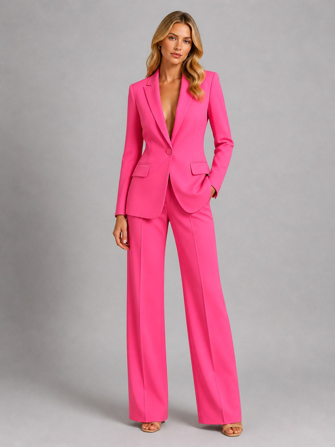 Martha | Damen tailliert geschnittener Blazer mit weit geschnittener Hose, eleganter Anlassanzug | Nomadnts | Nomadnts