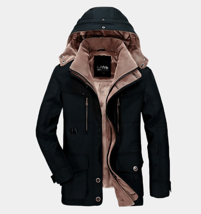 Martin | Herrenwintermantel mit Kapuze und Taschen, Warmer Wintermantel | Nomad NTS | Schwarz
