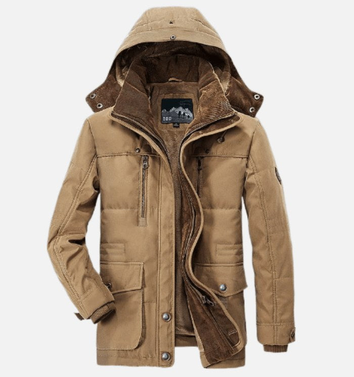 Martin | Herrenwintermantel mit Kapuze und Taschen, Warmer Wintermantel | Nomad NTS | Khaki