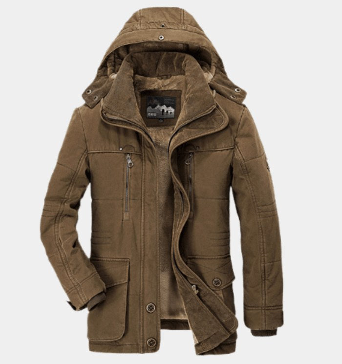 Martin | Herrenwintermantel mit Kapuze und Taschen, Warmer Wintermantel | Nomad NTS | Kaffee