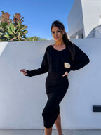 Mathilde | Damen Zweiteiler-Sweatshirt-und-Kleid-Set, lockeres Lagenlook-Set | Nomadnts | Black