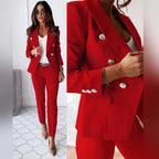 Matilda | Damen schmal geschnittener Zweiteiler, zweireihiger Blazer-Anzug | Nomadnts | Nomadnts