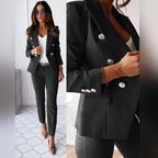 Matilda | Damen schmal geschnittener Zweiteiler, zweireihiger Blazer-Anzug | Nomadnts | Nomadnts
