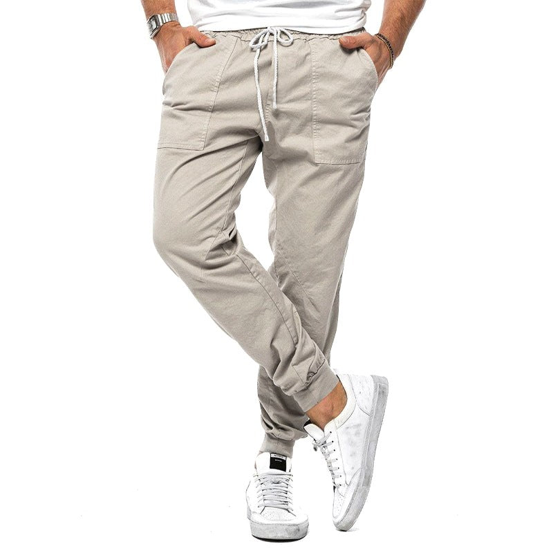 Max | Herren schmal geschnittene Jogginghose, Freizeithose mit Tunnelzug-Bund | Nomadnts | Beige