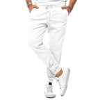 Max | Herren schmal geschnittene Jogginghose, Freizeithose mit Tunnelzug-Bund | Nomadnts | White