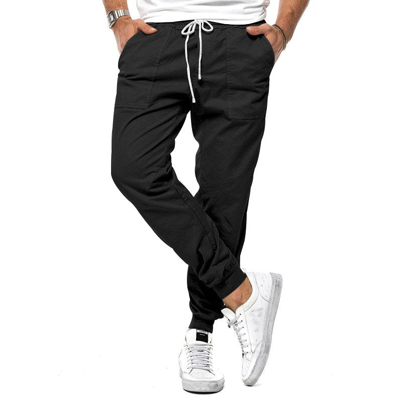 Max | Herren schmal geschnittene Jogginghose, Freizeithose mit Tunnelzug-Bund | Nomadnts | Black