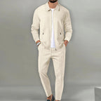 Maximilian | Herren-Trainingsanzug mit Reißverschluss-Jacke, Zweiteiliger Freizeitanzug | Nomad NTS | Beige
