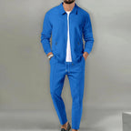 Maximilian | Herren-Trainingsanzug mit Reißverschluss-Jacke, Zweiteiliger Freizeitanzug | Nomad NTS | Blau