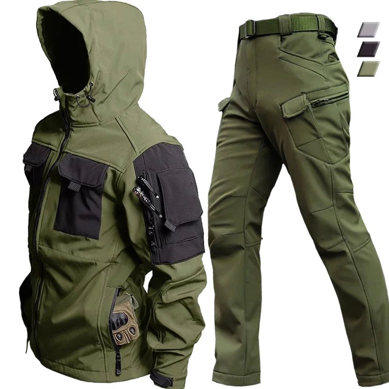 Michael | Herrens Wasserdichter Thermanzug mit Mehreren Taschen, Funktionaler Herbst-Trainingsanzug | Nomad NTS | schwarz 2er Set
