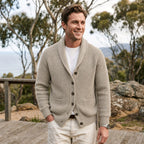 Michael | Herren Schalkragen-Cardigan mit Knopfleiste, geripptes Strick-Cardigan mit langen Ärmeln | Nomadnts | Nomadnts