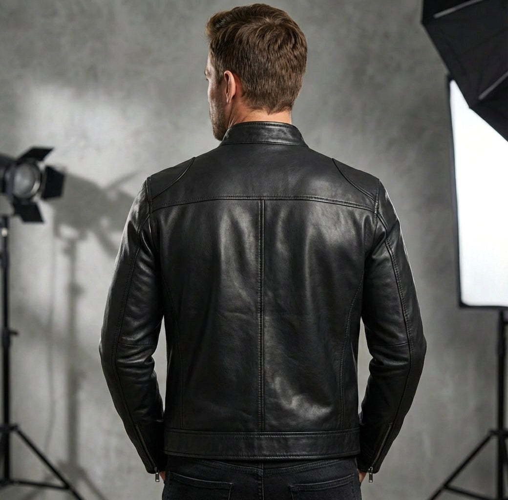 Mikołaj | Herren Lederjacke mit Stehkragen, Biker Lederjacke | Nomad NTS
