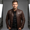 Mikołaj | Herren Lederjacke mit Stehkragen, Biker Lederjacke | Nomad NTS