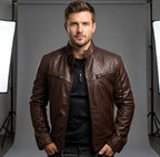 Mikołaj | Herren Lederjacke mit Stehkragen, Biker Lederjacke | Nomad NTS