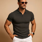 Miles | Herren Rippstrick-Poloshirt mit klassischem Kragen, kurzärmeliges Poloshirt | Nomadnts | Nomadnts