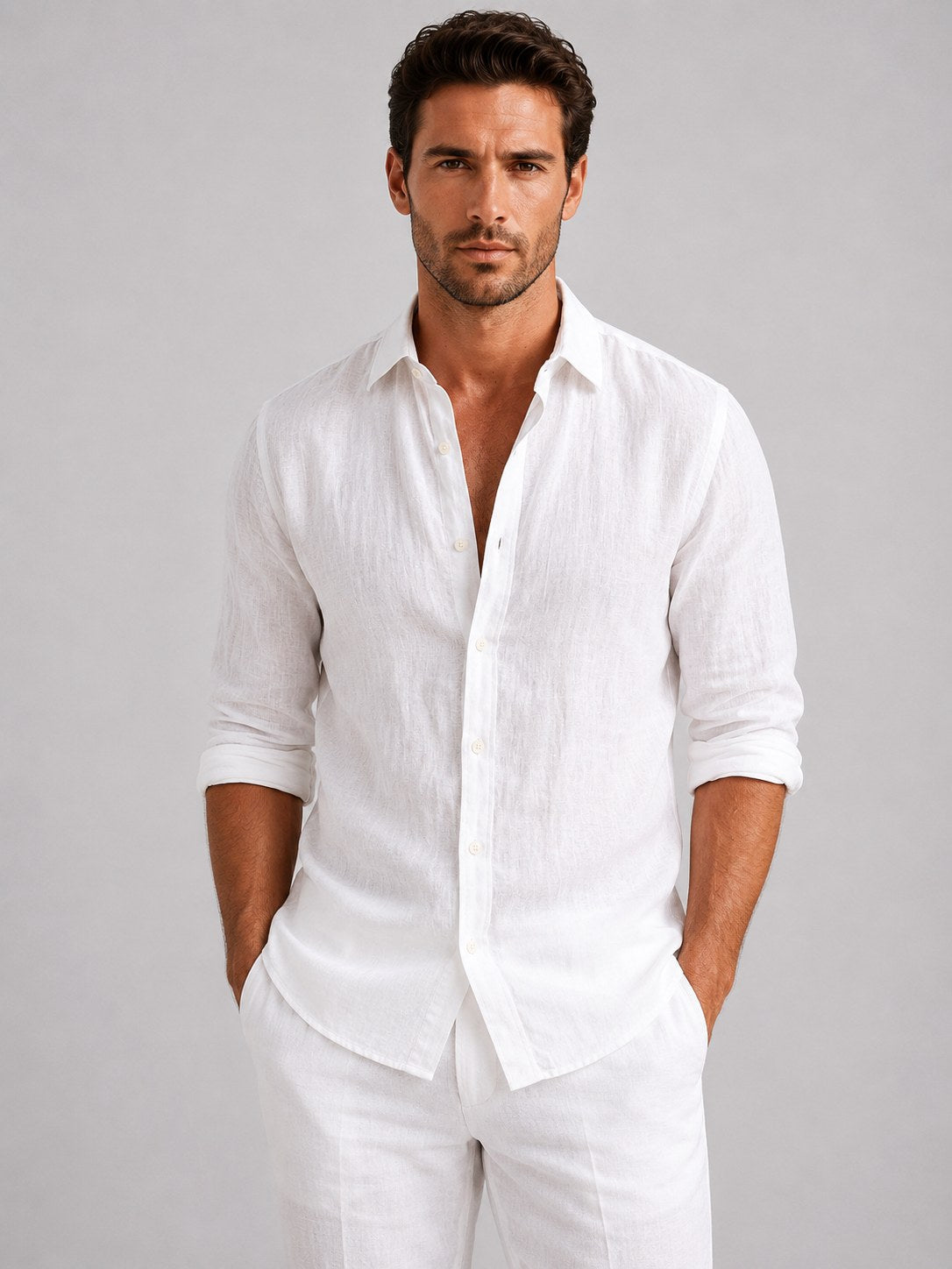 Mitchell | Herren Hemd in Leinenoptik, lockeres Button-Up-Hemd | Nomadnts | Navy