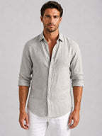 Mitchell | Herren Hemd in Leinenoptik, lockeres Button-Up-Hemd | Nomadnts | Beige
