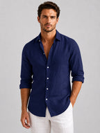 Mitchell | Herren Hemd in Leinenoptik, lockeres Button-Up-Hemd | Nomadnts | Pink