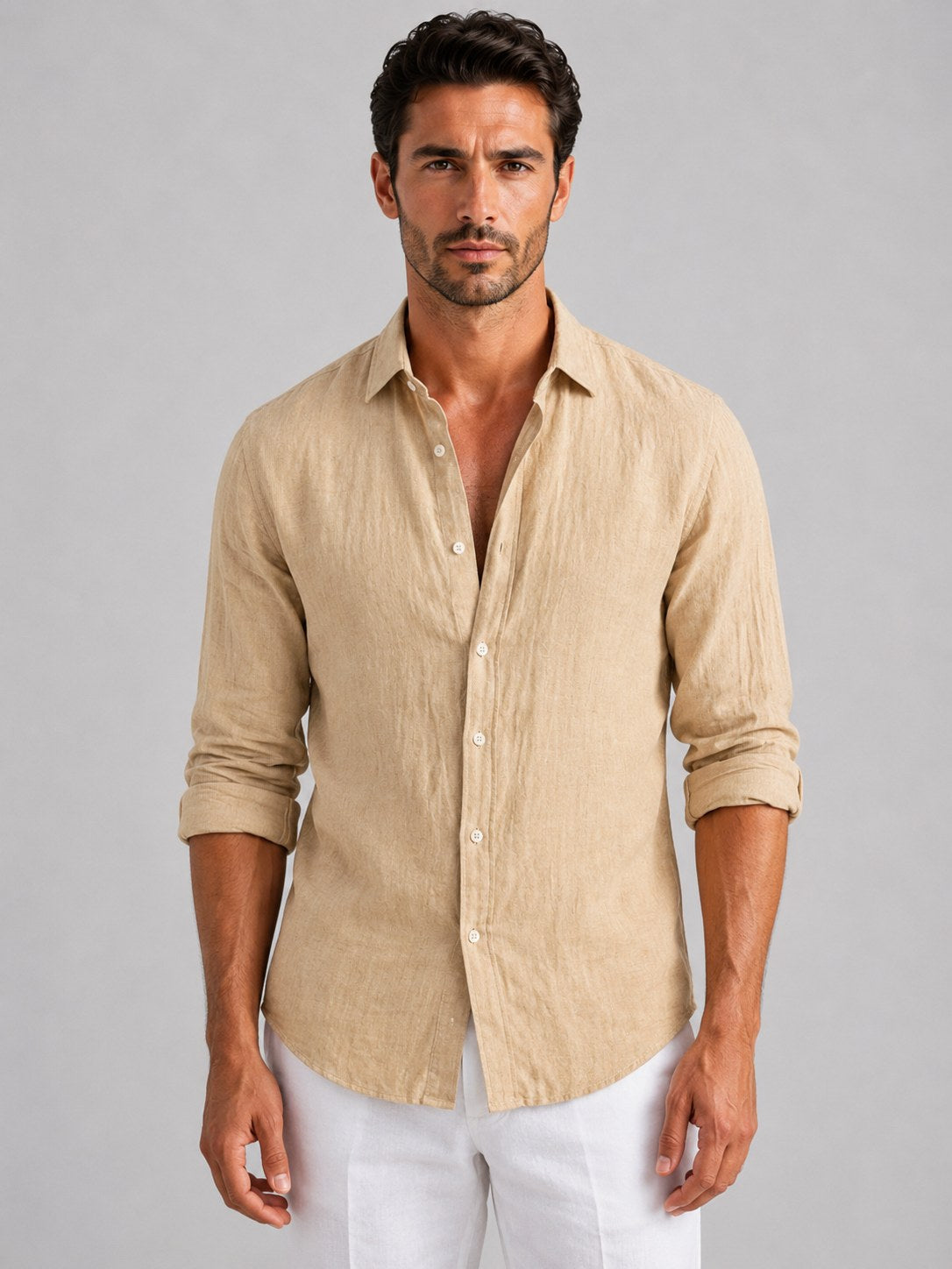 Mitchell | Herren Hemd in Leinenoptik, lockeres Button-Up-Hemd | Nomadnts | Black