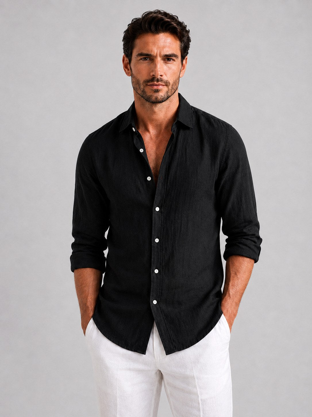 Mitchell | Herren Hemd in Leinenoptik, lockeres Button-Up-Hemd | Nomadnts | Nomadnts