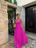 Monique | Damen plissiertes Maxikleid mit V-Ausschnitt, formelles Kleid für Hochzeitsgäste | Nomadnts | Nomadnts