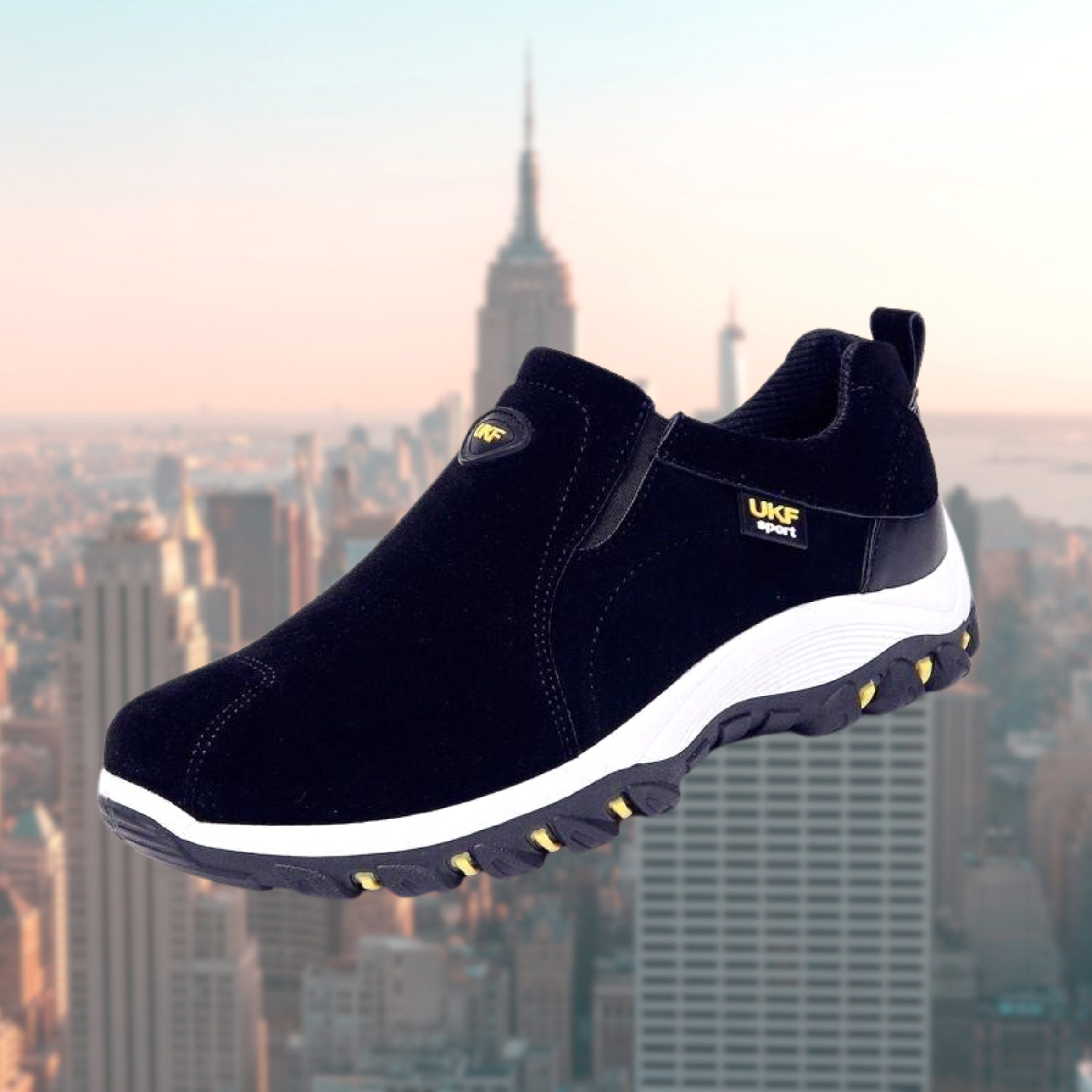 Moritz | Herren Slip-On Schuhe mit Stoßdämpfung, Ergonomische Walking Schuhe | Nomad NTS | Schwarz