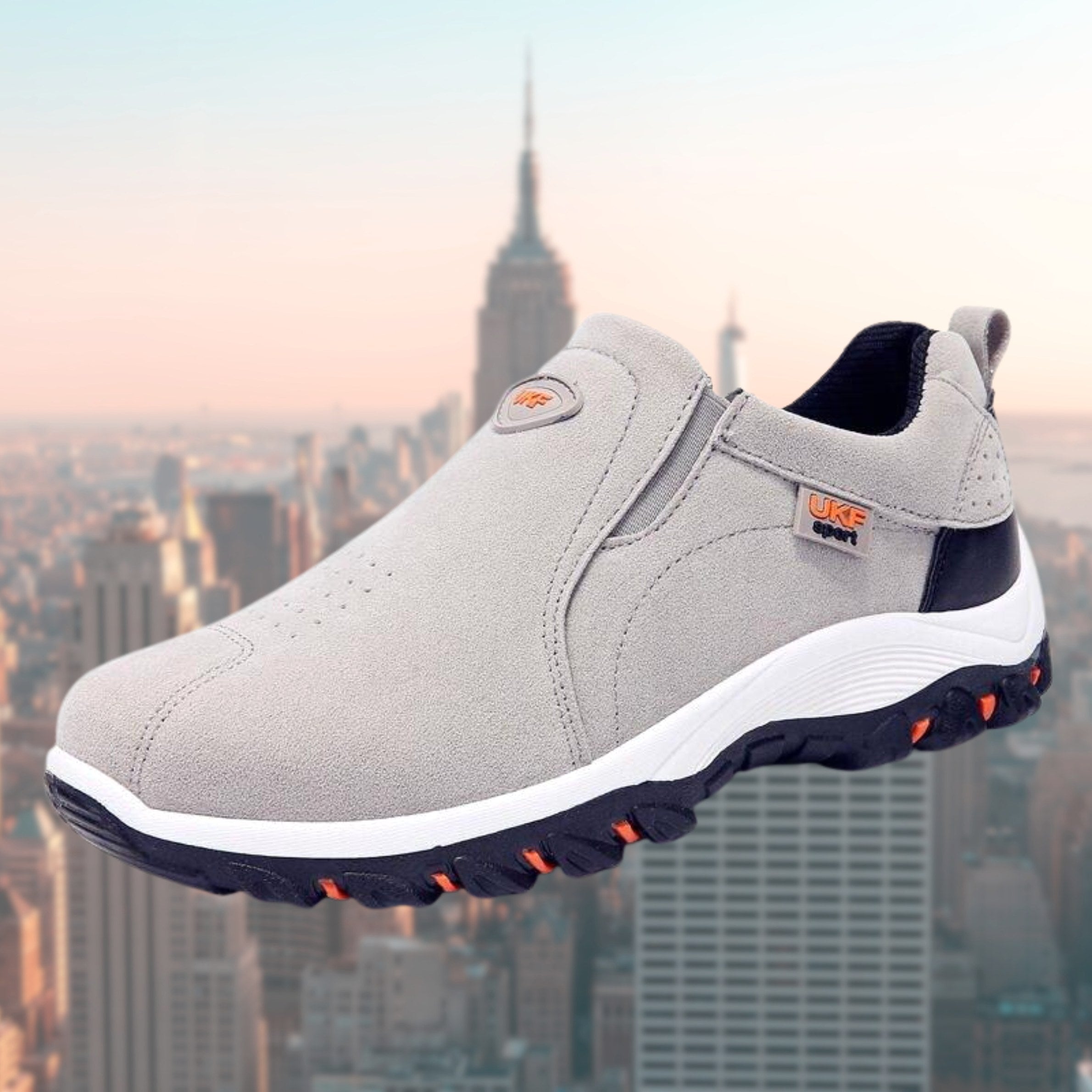 Moritz | Herren Slip-On Schuhe mit Stoßdämpfung, Ergonomische Walking Schuhe | Nomad NTS | Grau