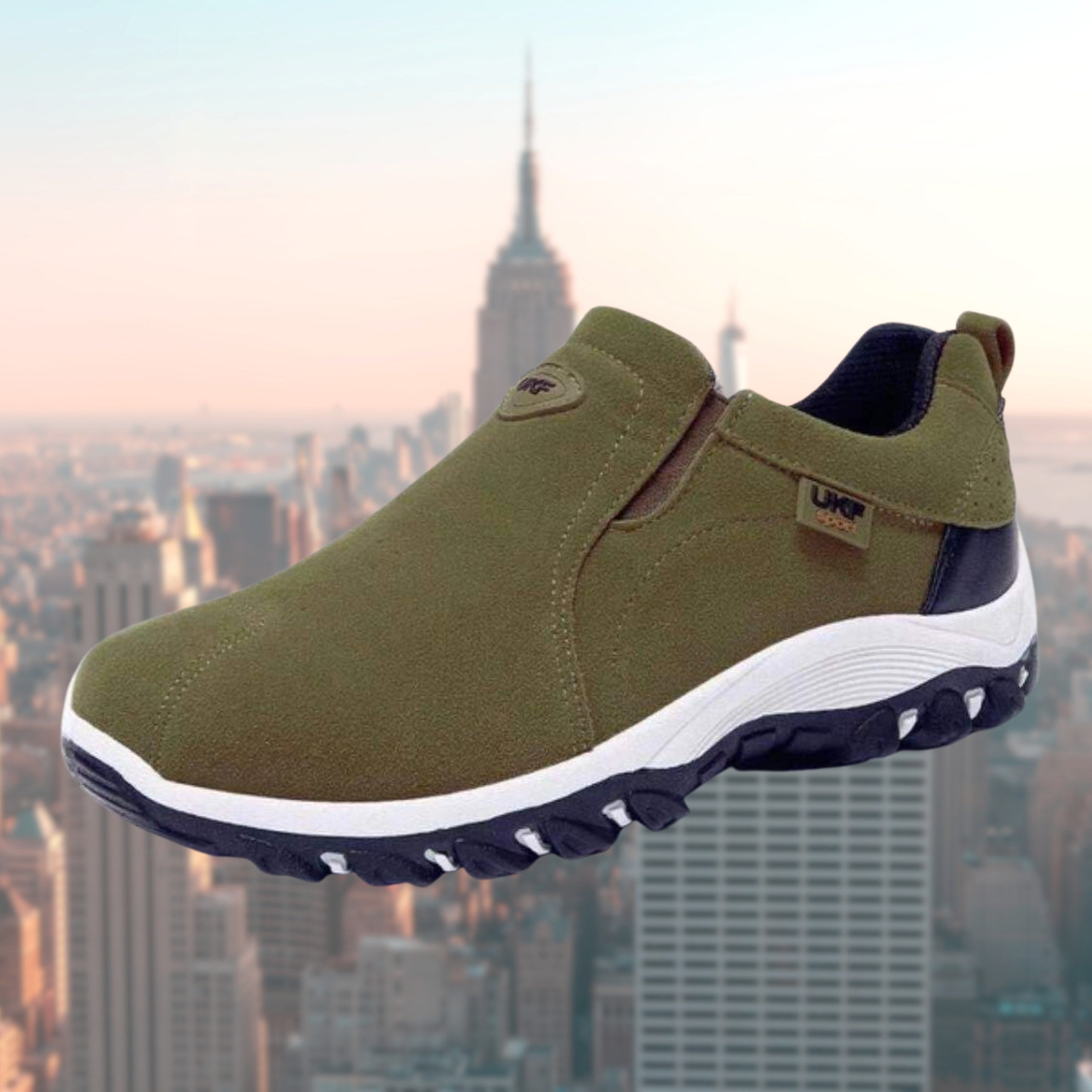 Moritz | Herren Slip-On Schuhe mit Stoßdämpfung, Ergonomische Walking Schuhe | Nomad NTS | Grün