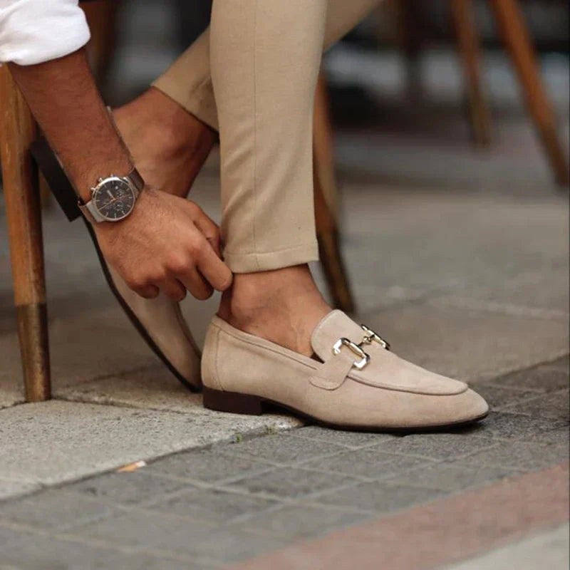 Nathan | Herren Wildleder-Loafer mit Horsebit-Detail, Slip-On-Loafer | Nomadnts | Beige