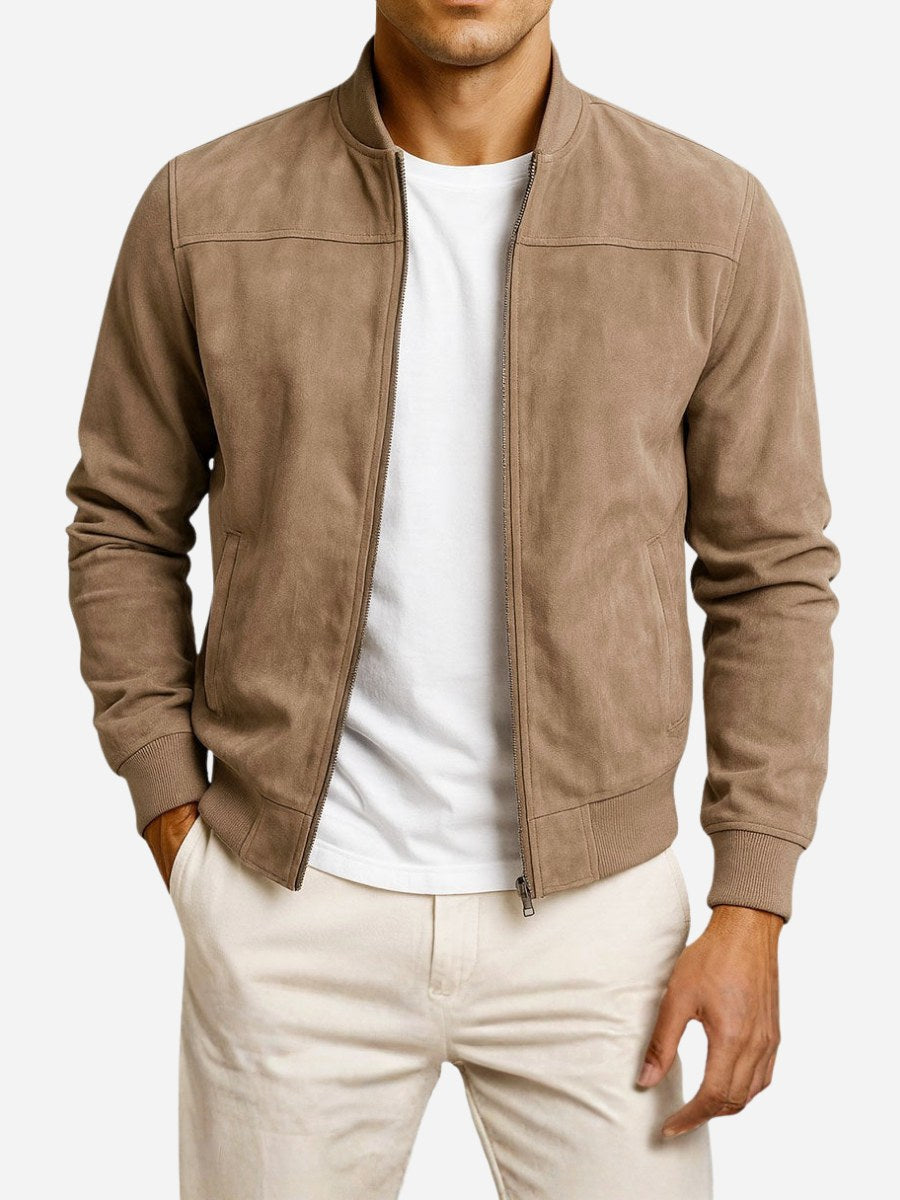 Nigel | Herren strukturierte Jacke in Wildleder-Optik, tailliert geschnittene Herbstjacke | Nomadnts | Brown