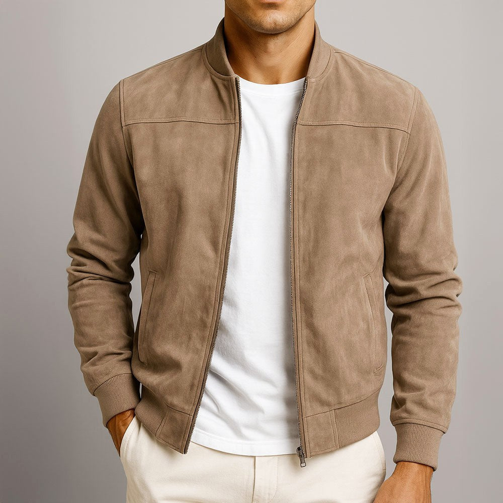 Nigel | Herren strukturierte Jacke in Wildleder-Optik, tailliert geschnittene Herbstjacke | Nomadnts | Blue