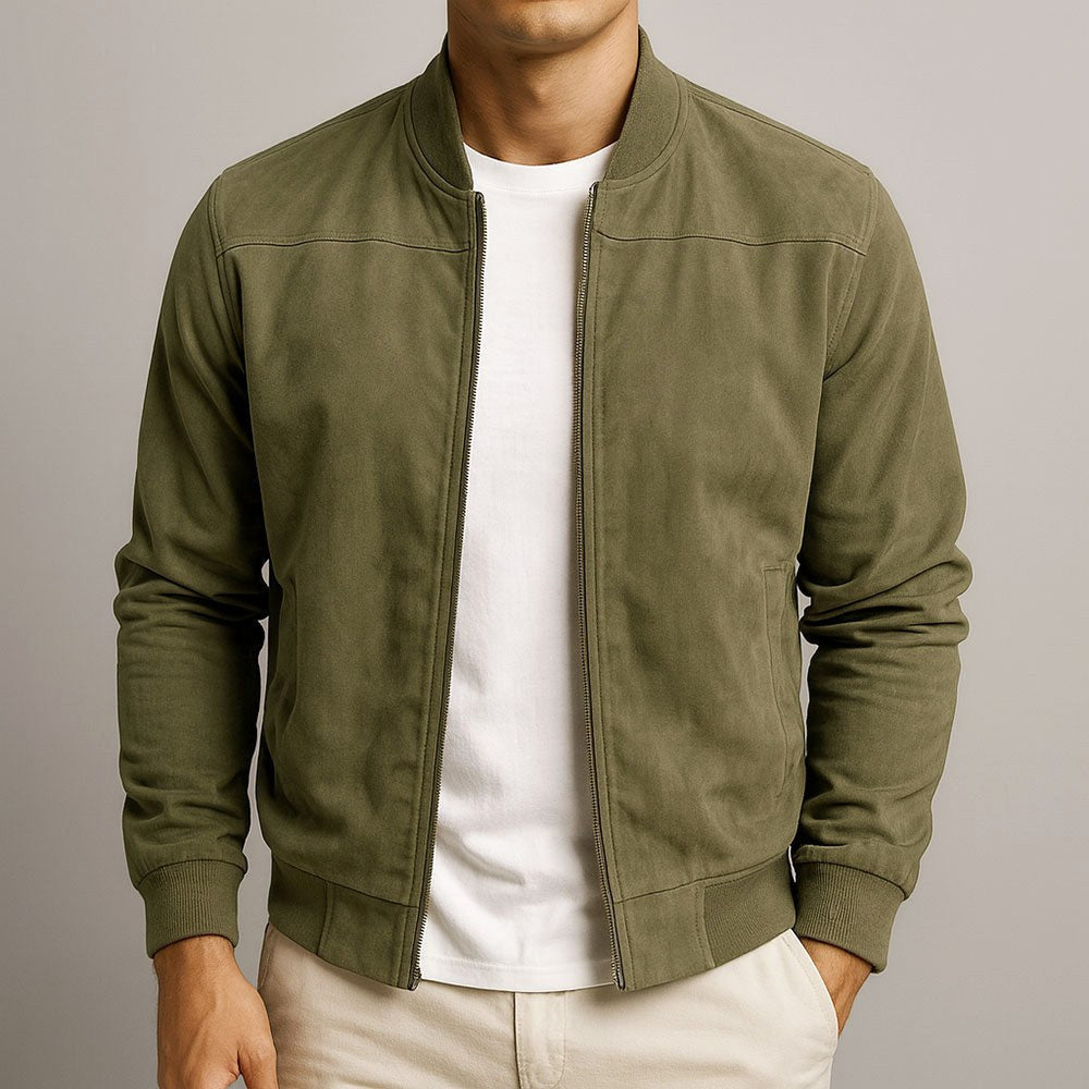 Nigel | Herren strukturierte Jacke in Wildleder-Optik, tailliert geschnittene Herbstjacke | Nomadnts | Navy Blue