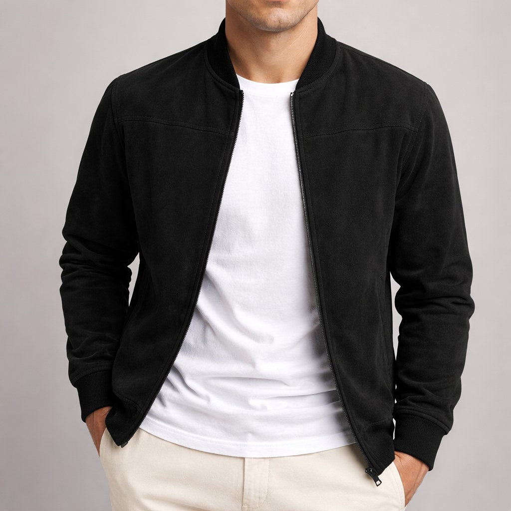 Nigel | Herren strukturierte Jacke in Wildleder-Optik, tailliert geschnittene Herbstjacke | Nomadnts | Nomadnts