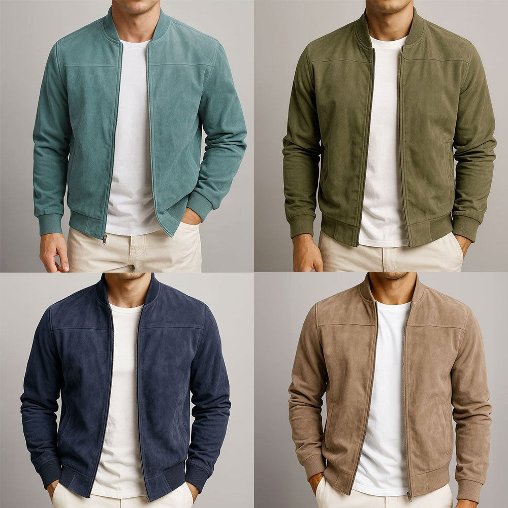 Nigel | Herren strukturierte Jacke in Wildleder-Optik, tailliert geschnittene Herbstjacke | Nomadnts | Nomadnts