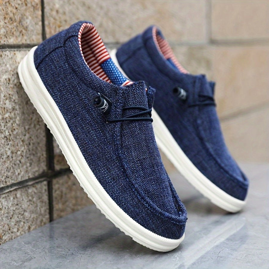 Niklas | Herren Canvas-Loafer mit elastischer Schnürung, leichte Slip-On Schuhe | Nomad NTS | Marineblau