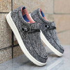 Niklas | Herren Canvas-Loafer mit elastischer Schnürung, leichte Slip-On Schuhe | Nomad NTS | Grau