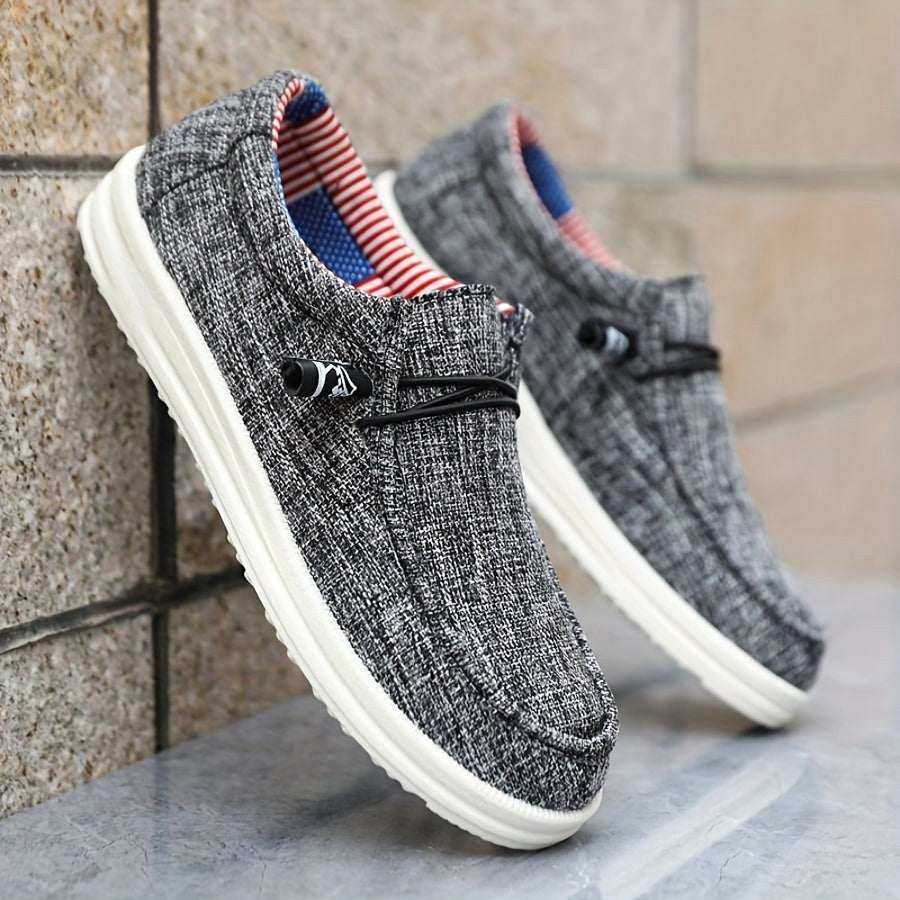 Niklas | Herren Canvas-Loafer mit elastischer Schnürung, leichte Slip-On Schuhe | Nomad NTS | Grau