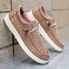 Niklas | Herren Canvas-Loafer mit elastischer Schnürung, leichte Slip-On Schuhe | Nomad NTS | Khaki