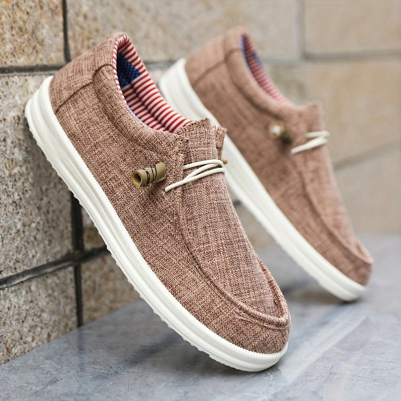 Niklas | Herren Canvas-Loafer mit elastischer Schnürung, leichte Slip-On Schuhe | Nomad NTS | Khaki